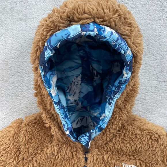 The North Face Reversible Mount Chimbo Jacket Baby 6-12 M Blue Sherpa Full Zip - Picture 16 of 16